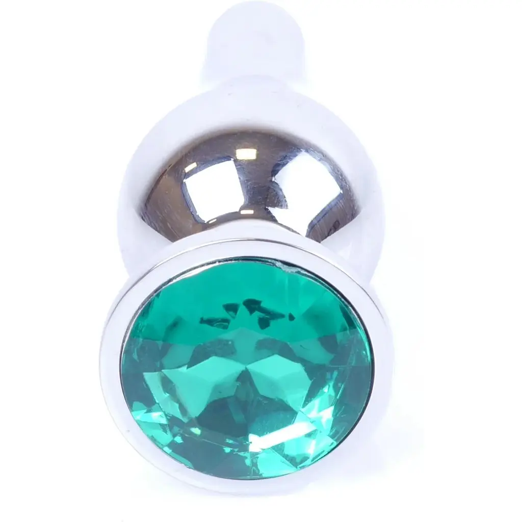 Анальна пробка Boss Of Toys Boss Series - Jewellery Silver Butt Plug Green, BS6400078, Срібний / Зелений - фото 2