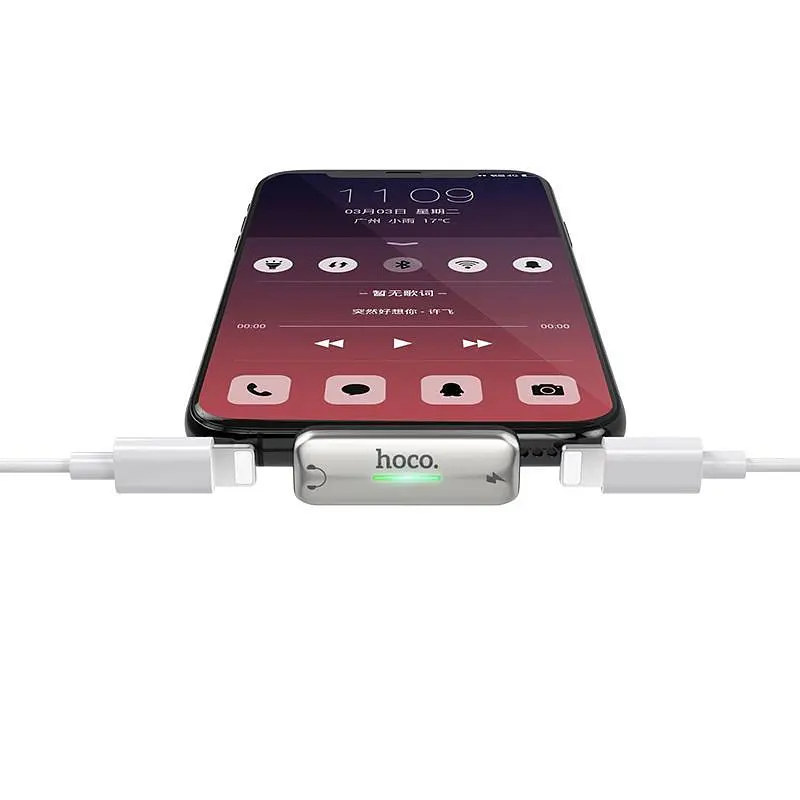 Adapter Hoco LS27 Dual 2in1 Lightning -> 2 Lightning Grey - фото 2