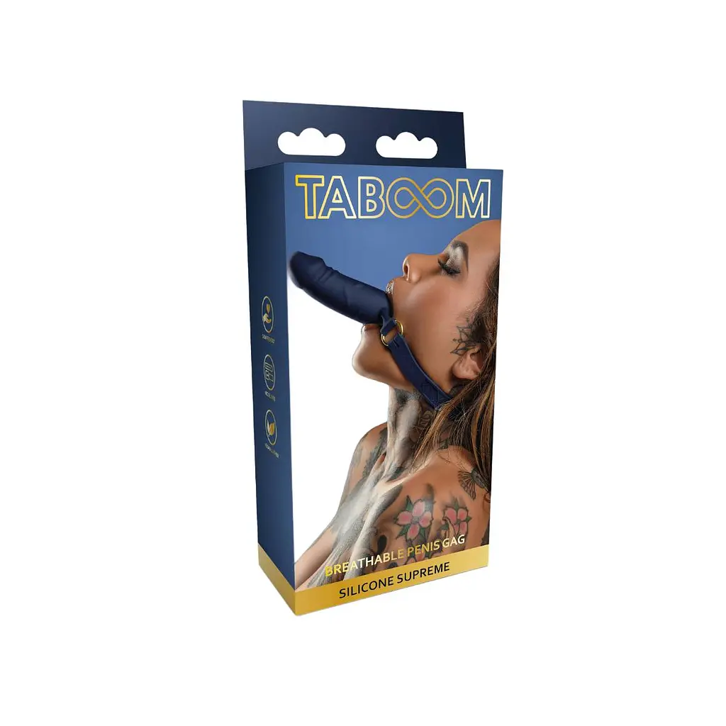 Кляп Taboom Silicone Supreme Breathable Penis Gag синий - фото 7