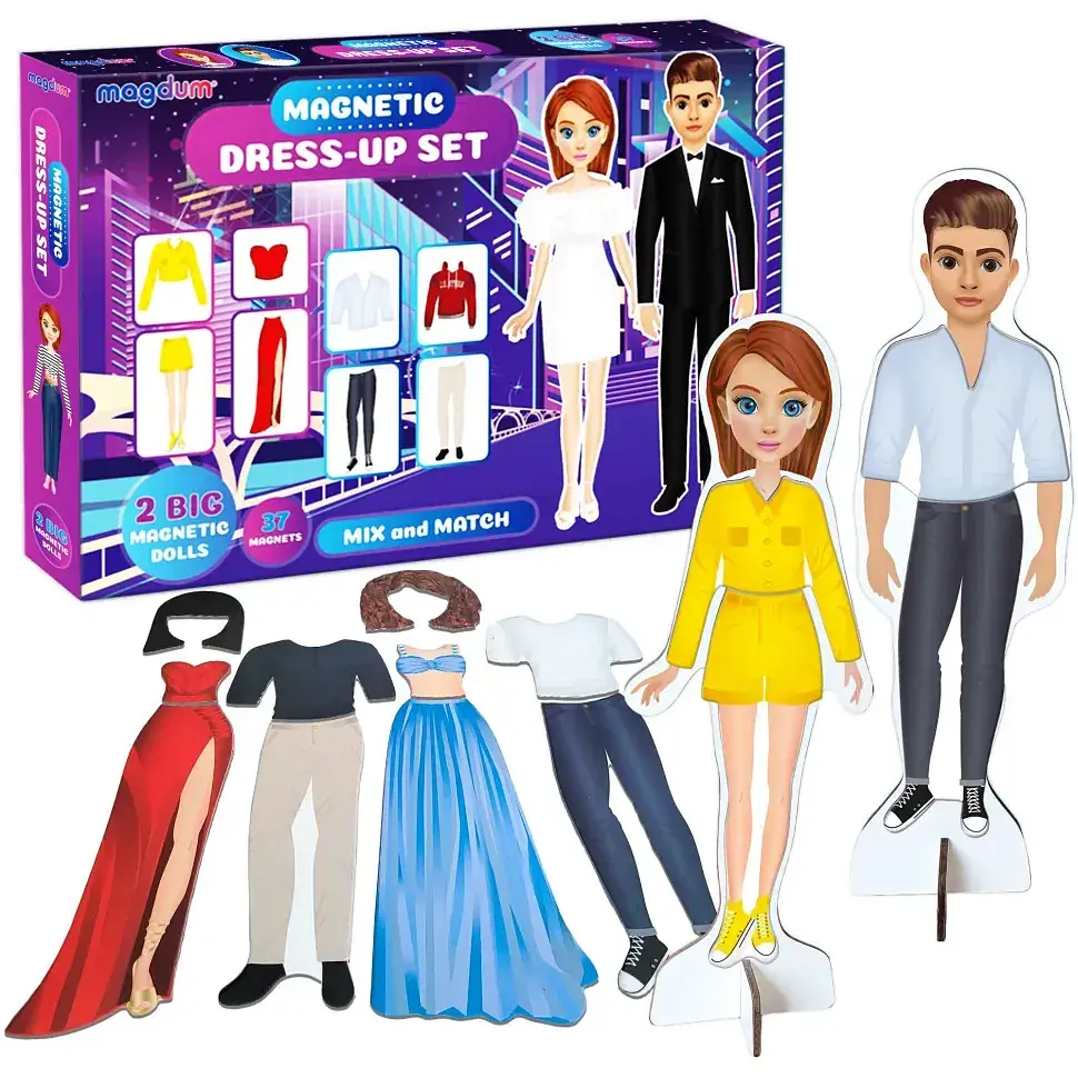 Настільна магнітна гра Magdum Magnetic dolls магнітна лялька та 27 магнітів ML4032-09 EN   - фото 5