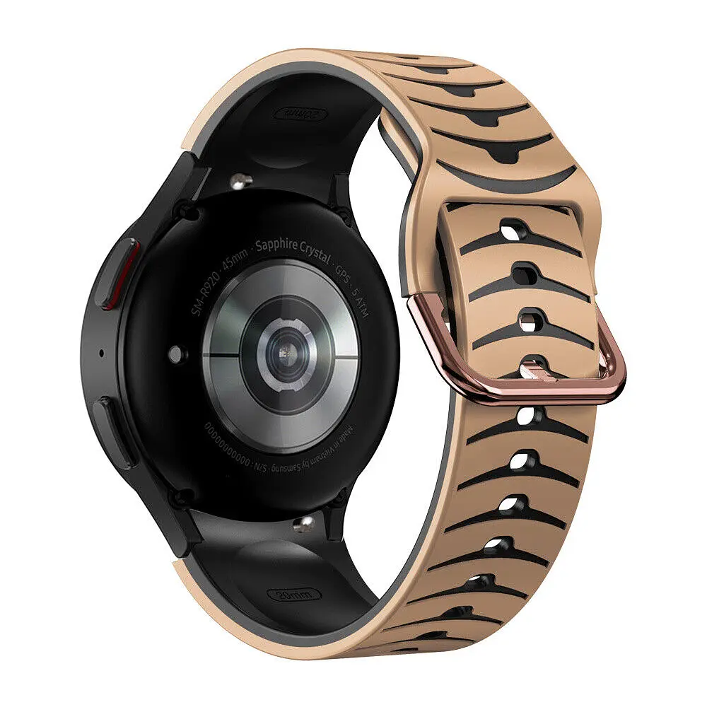 Ремінець для Samsung Galaxy Watch 4 Classic 42mm - бежево-чорний ширина кріплення 20мм силікон Watchbands Scales (W19-9WB66906967) - фото 2