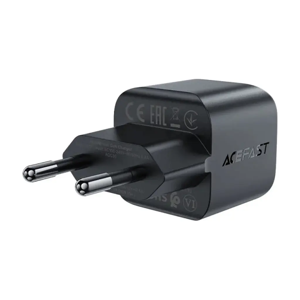 Зарядний пристрій Acefast USB-C 30W Gan A77 mini Fast Charger Black (6974316282662) - фото 3