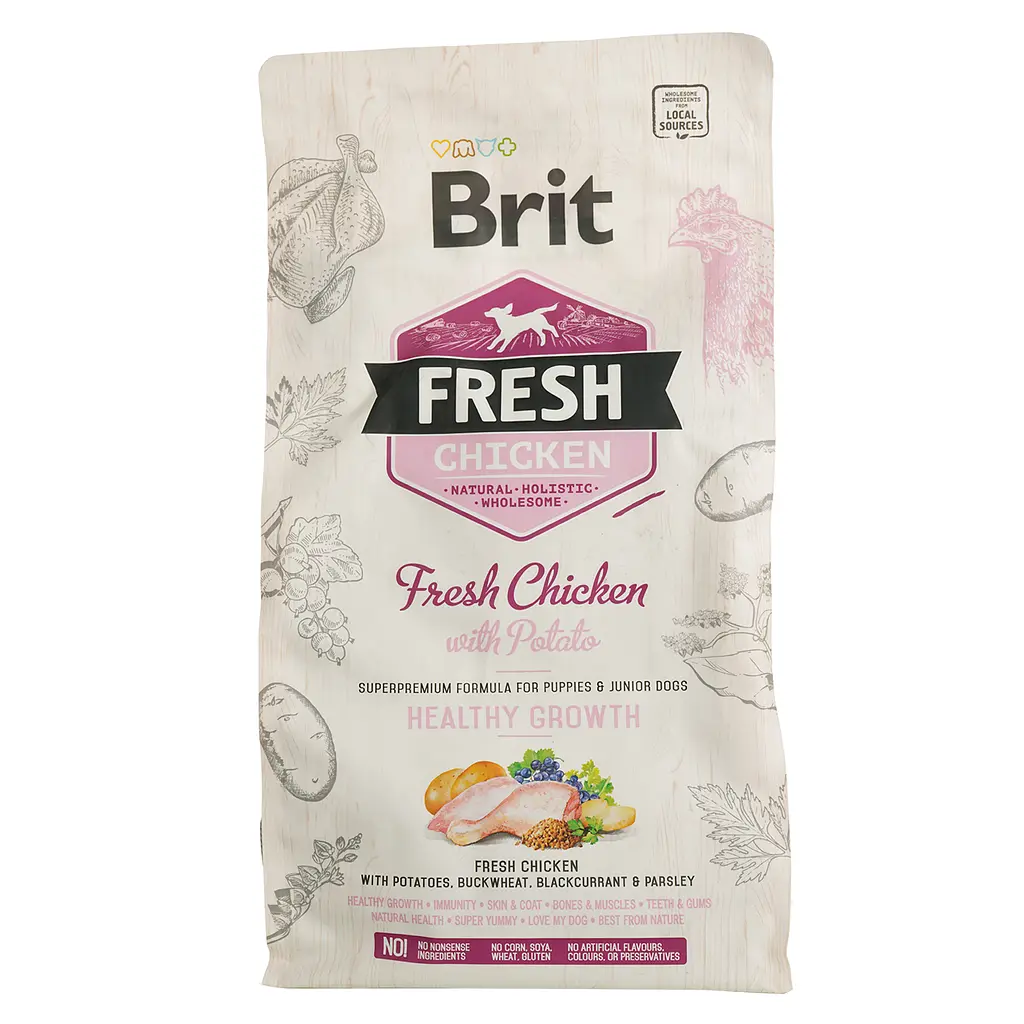 Сухий корм для цуценят всіх порід Brit Fresh Chicken&Potato Puppy з куркою і картоплею 2.5 кг - фото 2