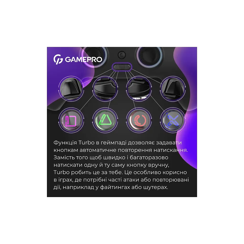 Геймпад GamePro GPS13B BT 5.3/USB/PC/iOS/Android/PS3/PS4 RGB Black (GPS13B) - фото 10