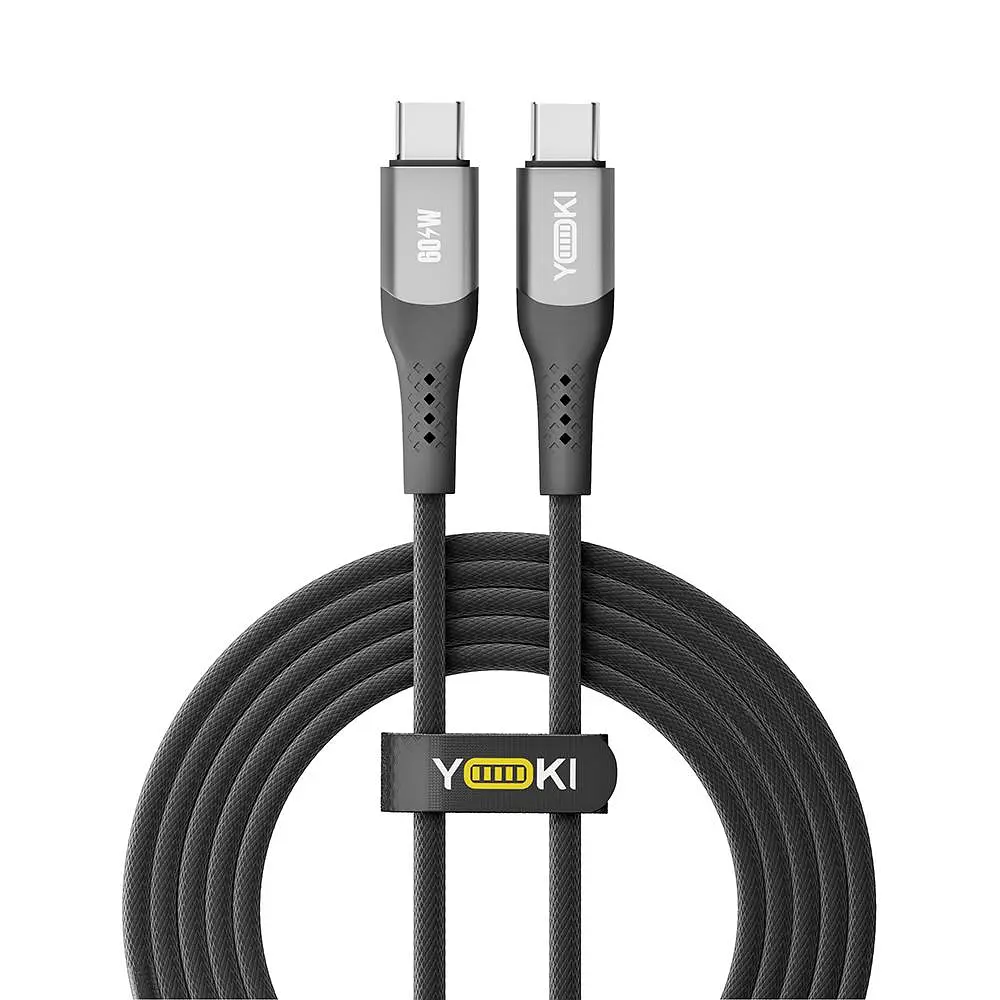 Кабель для заряджання та обміну даними USB Yoki YK-SO15 SOLID Series Type-C to Type-C 60W 3A/20V 2 м Чорний