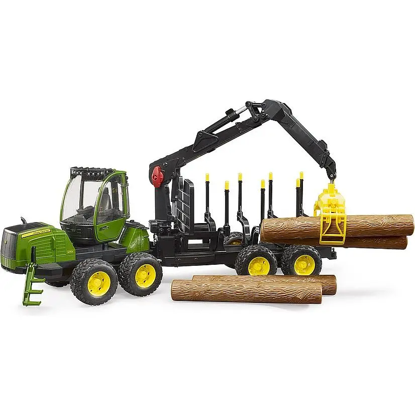 Уценка. Игрушечная машинка Bruder Трактор John Deere 1210E с системой захвата, прицепом и бревнами 1:16 (2133) - фото 3