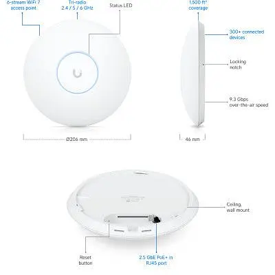 Точка доступу Wi-Fi Ubiquiti UniFi 7 PRO (U7-PRO) - фото 7