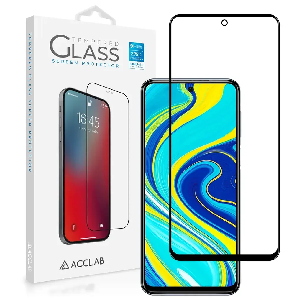 Скло захисне ACCLAB Full Glue Xiaomi Redmi Note 9S Black (1283126508806) - фото 2
