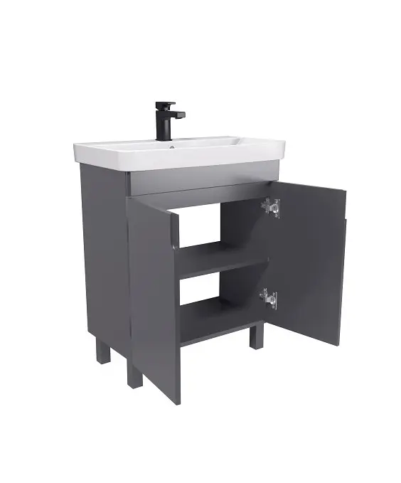 Тумба Мойдодир Simple Graphite 70-U з умивальником River 70 графітова універсальна Графіт - фото 7