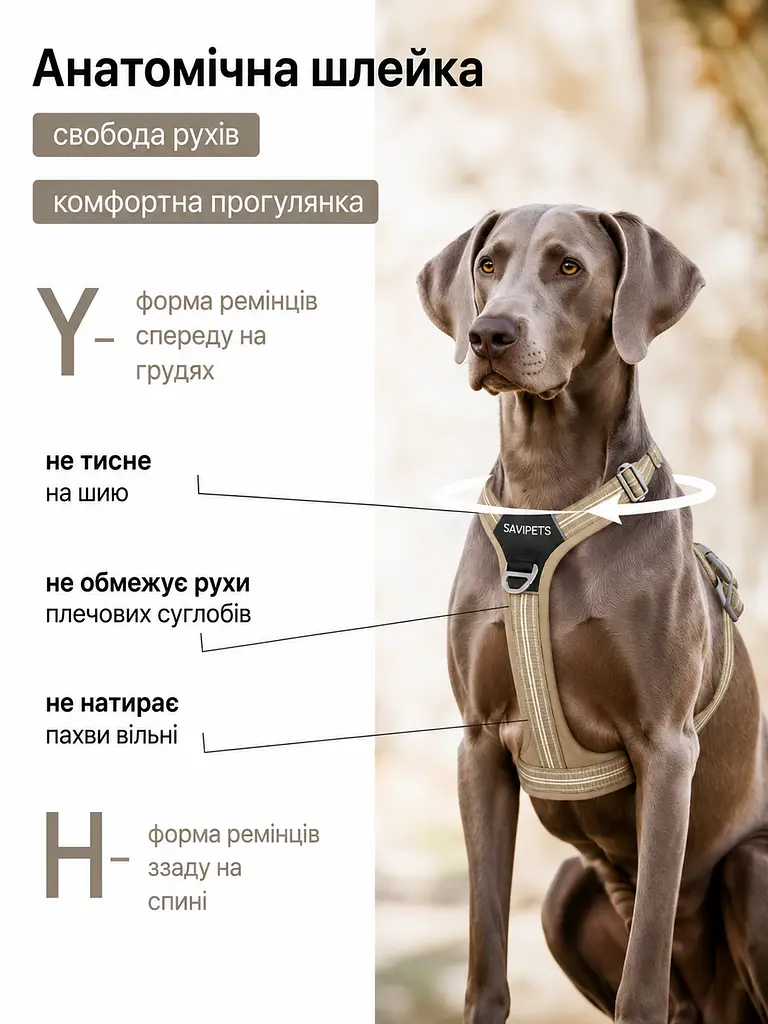 Шлея для собак Duomm No-Pull з повідцем, регульована та світловідбивна хакі, XS - фото 3