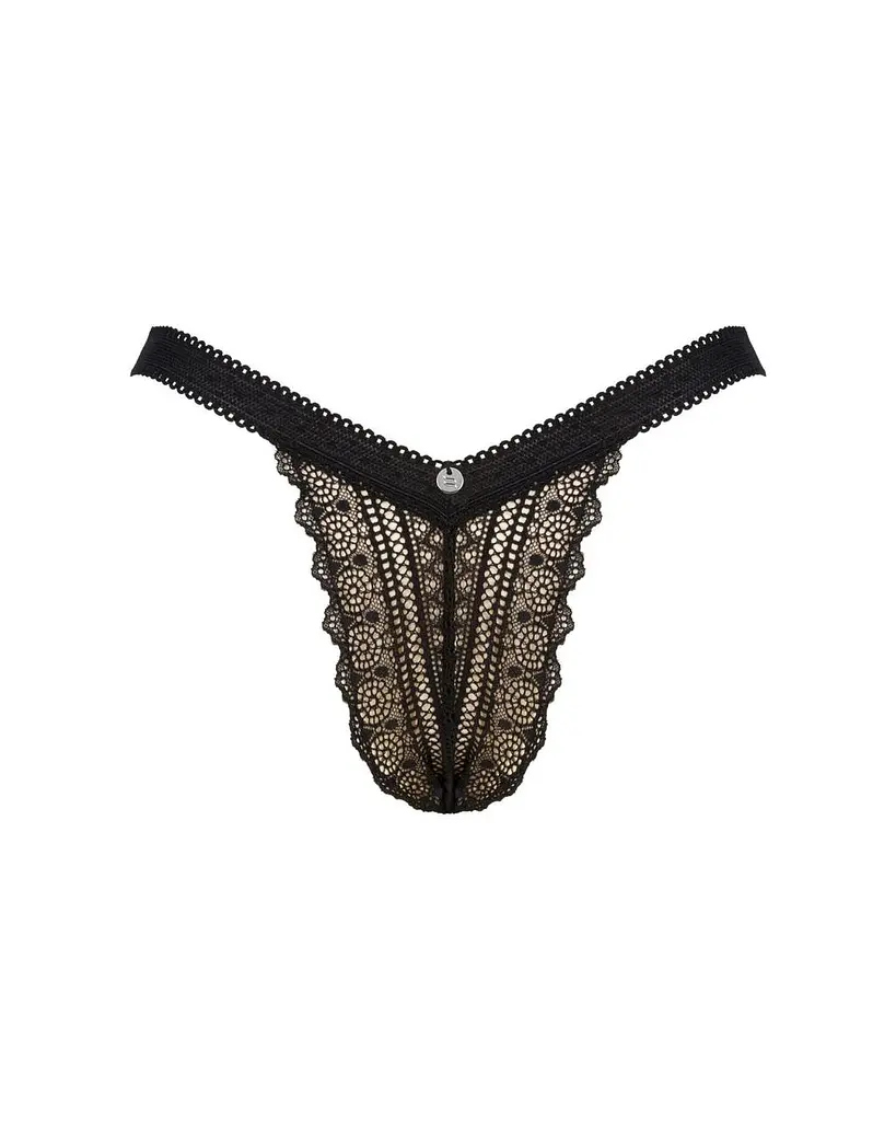 Кружевные трусики с заниженной талией Obsessive Estiqua panties черные M/L - фото 5