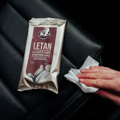 Серветки вологі для очищення шкіряної оббивки K2 Letan Wipes 20х18 см (K210) 24 шт - фото 6