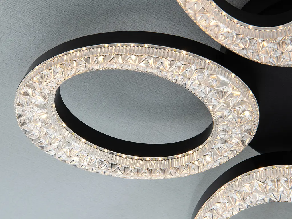 Сучасна стельова LED люстра Diasha 5607/5BK чорна з пультом 53W 56 см до 16 м2 - фото 5