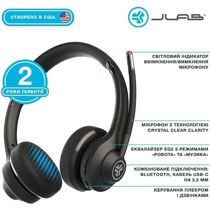 Навушники JLAB Go Work Wireless Headset Black (IEUHBGOWORKRBLK4) - фото 3