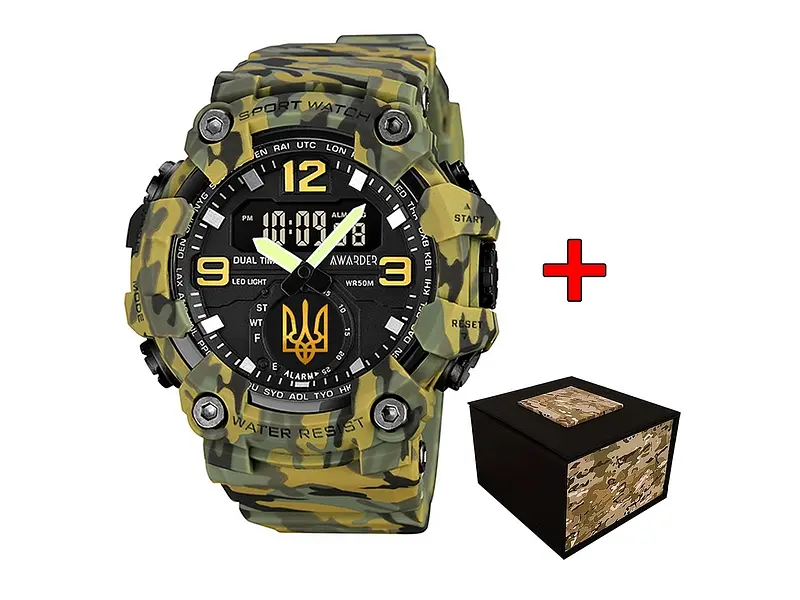Чоловічий наручний годинник 003 Тризуб золото Army Green Awarder acs0032016 - фото 2
