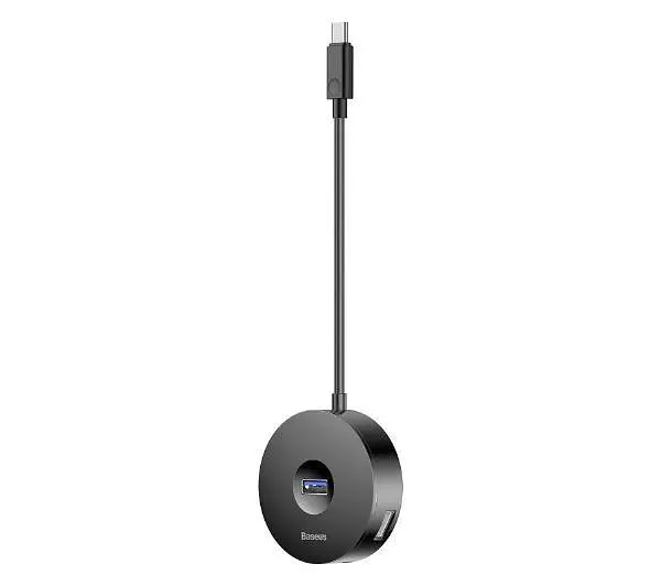 USB-хаб Baseus Airjoy round box HUB adapterType-C to USB3.0*1+USB2.0*3 10cm CAHUB-G01 Black - фото 2