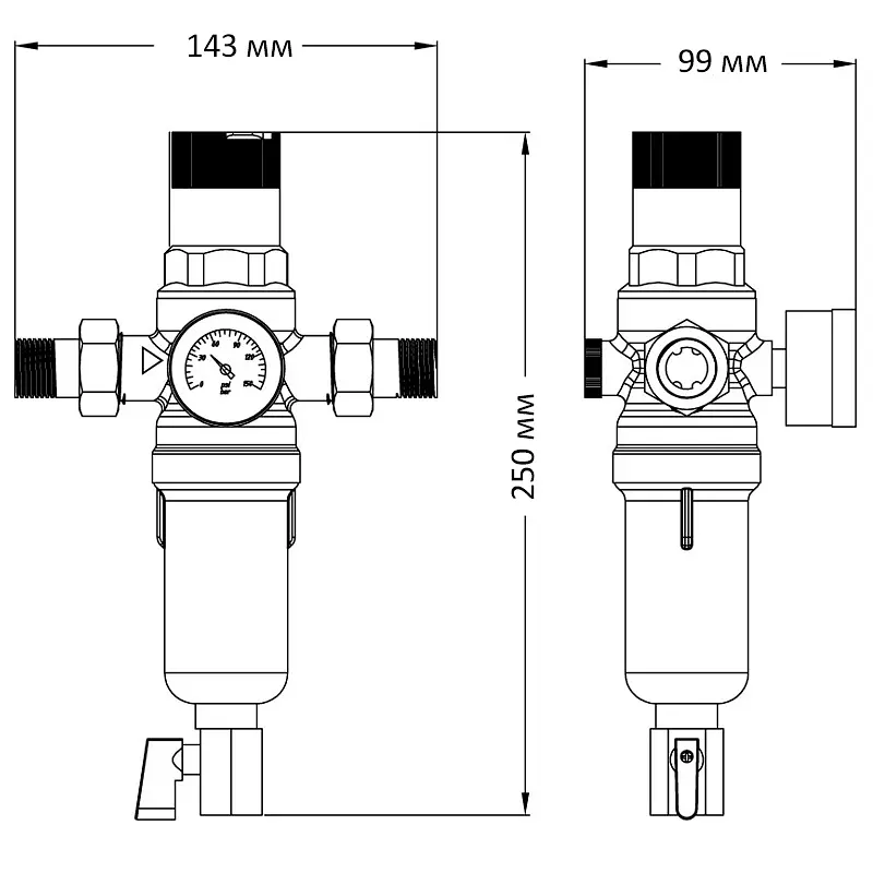 Фільтр самоочисний з редуктором тиску та манометром Koer KR.1242 - 1/2" ЗР KR3187 - фото 2