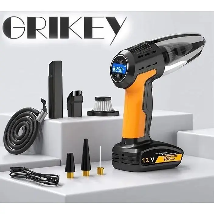 Ручной пылесос Grikey F2 беспроводной портативный с компрессором 2 в 1 и фонариком 9кПа 120W Черный (GK604) - фото 3