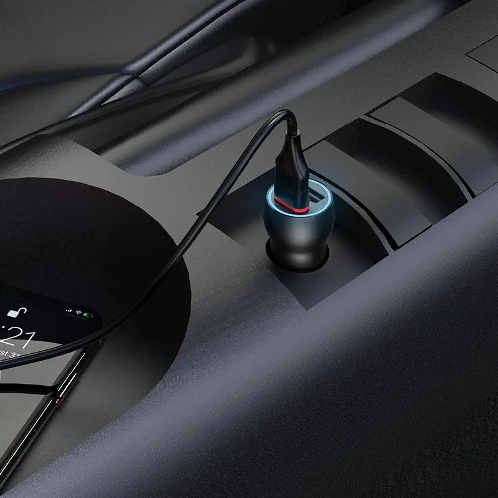 Автомобільний зарядний пристрій Borofone BZ9 2 USB чорний - фото 4