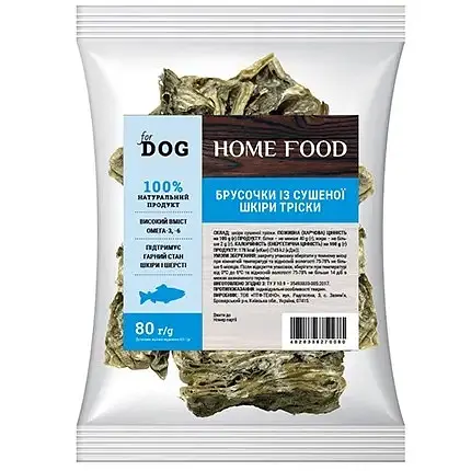 Ласощі для собак Home Food брусочки із сушеної шкіри тріски 80 г