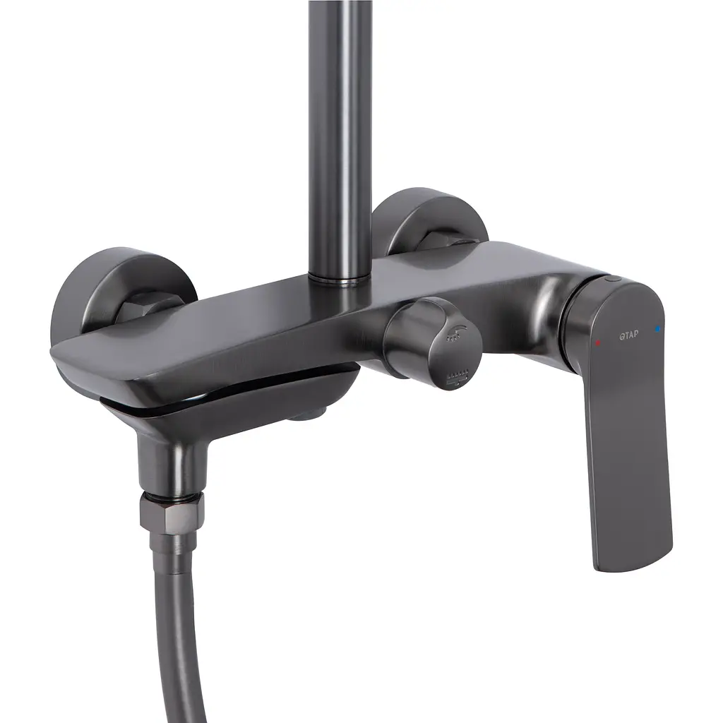 Душова система універсальна Qtap Slavonice на три споживача (з виливом) QTSLA111GMB45910 Gunmetal Black PVD, Шліфований чорний хром - фото 4