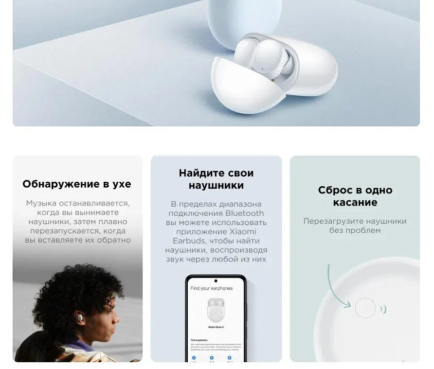 Навушники Xiaomi Redmi Buds 4 White TWS з шумозаглушенням - фото 10