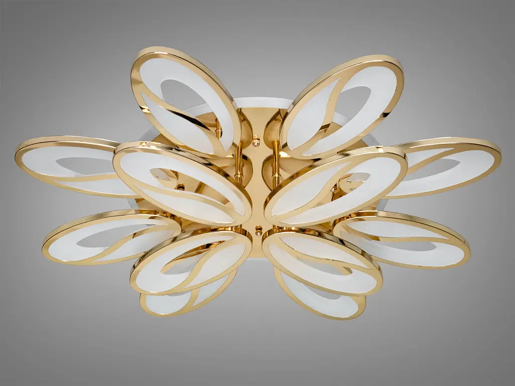 Люстра стельова LED Diasha 8090/8+4G, 190W, 3200K-6500K, золото, сучасний стиль для вітальні, дитячої, кухні, кабінету, офісу - фото 4