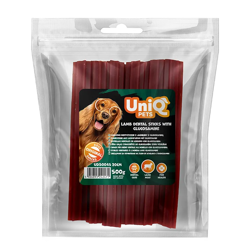 Ласощі для очищення зубів собак UniQ PETS DENTAL Зубні палички з ягнятиною та глюкозаміном 20 см, 500 г - фото 4