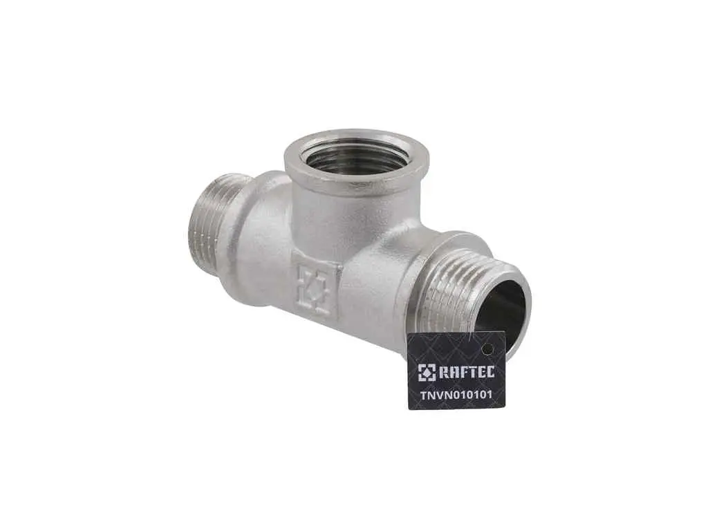 Трійник RAFTEC 1/2" латунь, ЗВЗ, DN15, нікель, TNVN010101 - фото 3