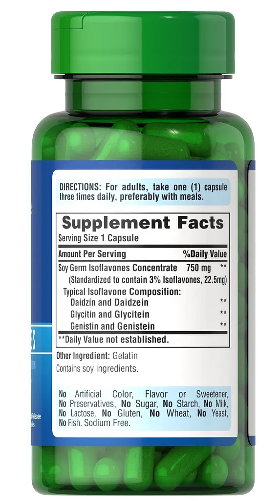 Натуральна добавка Puritan’s Pride Soy Isoflavones 750 mg 60 капсул - фото 2