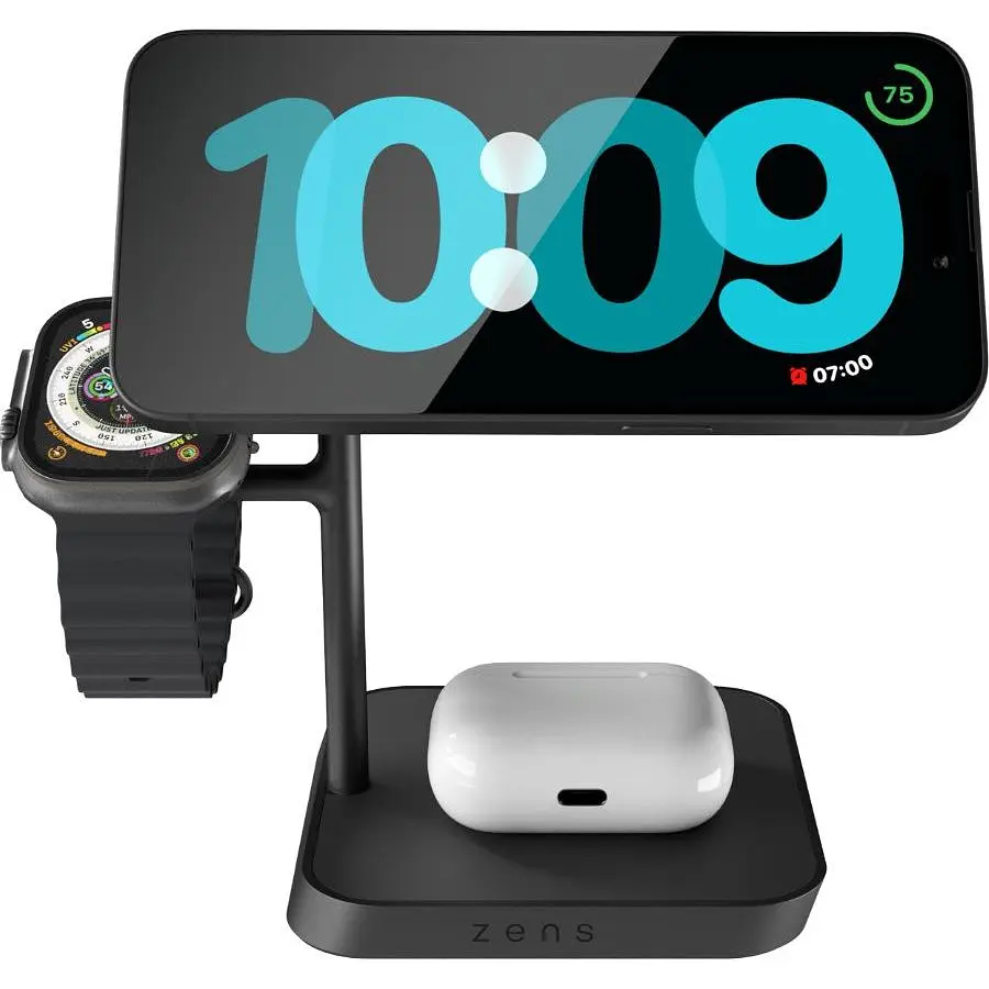 Беспроводное зарядное устройство Zens 4 in 1 MagSafe + Watch Wireless Charging Station Black (ZEAPDC01/00) - фото 3