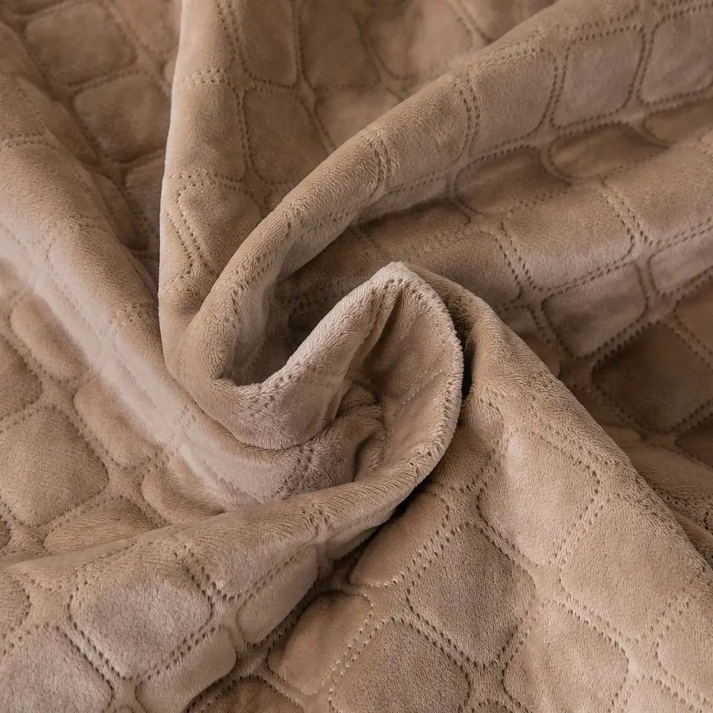 Покривало ТЕП Velour ромб круглий 210х150 см золотий беж (4-00515_22470) - фото 5