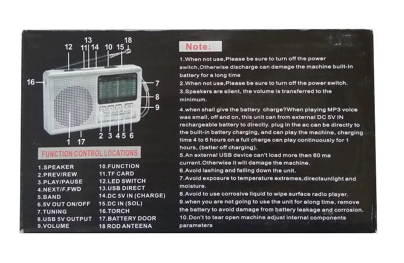 Радіоприймач з USB + Micro SD і акумулятором, Golon RX-2277 Чорний, з MP3 плеєром від флешки (ST) - фото 7