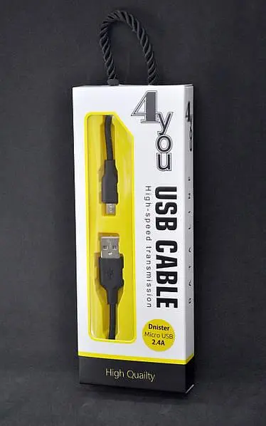 Usb-cable Micro USB 4you Dnister black (2.4A, Silicon Perfect, 1.5m)