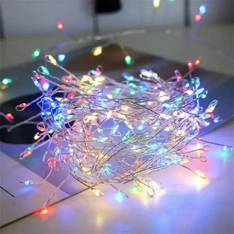Світлодіодна гірлянда крапля нитка LTL довжина 2,5 м 25led батареї різнокольорова RGB - фото 4