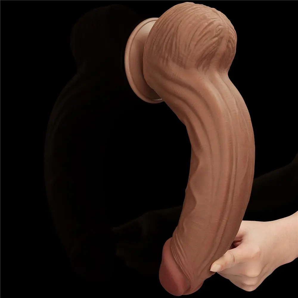 Фалоімітатор LoveToy Sliding-Skin Dual Layer Dong King Sized 31 см коричневий - фото 17