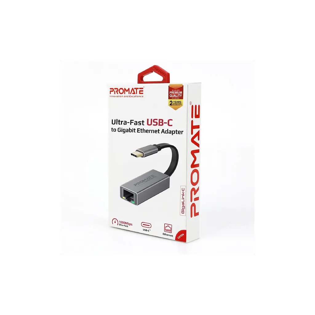 Адаптер Promate USB-C to RJ45 Ethernet 1000Mbps grey (gigaLink-c.grey) - фото 6
