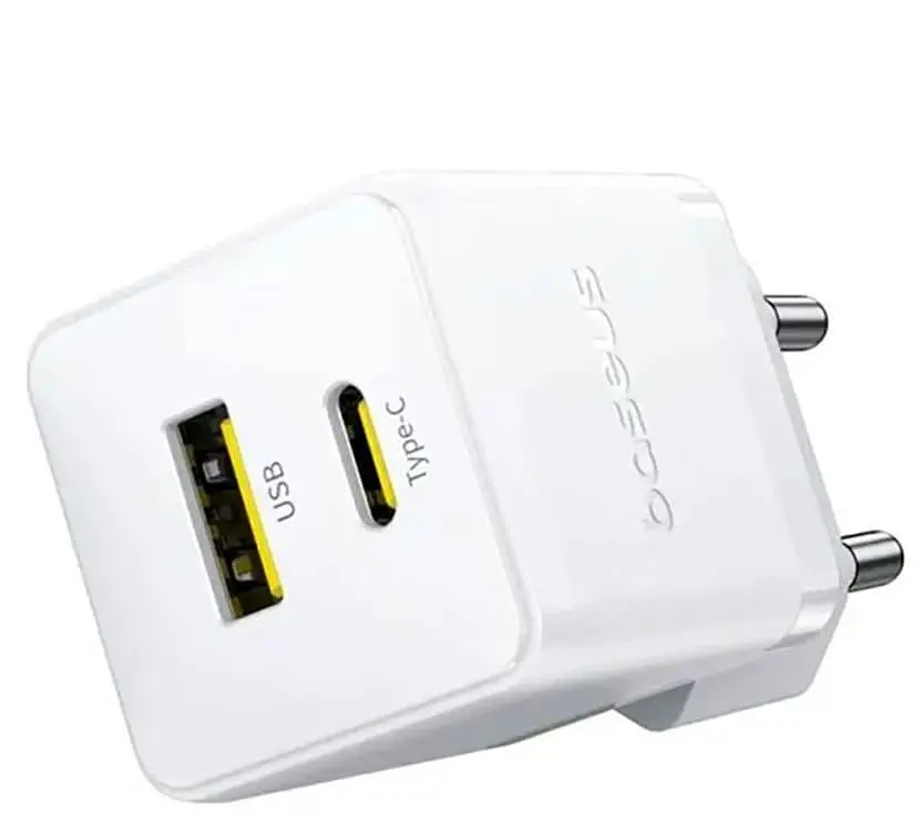 Зарядний пристрій Baseus Palm Fast Charger Type-C+USB 20W white (P10111608213-00) - фото 4
