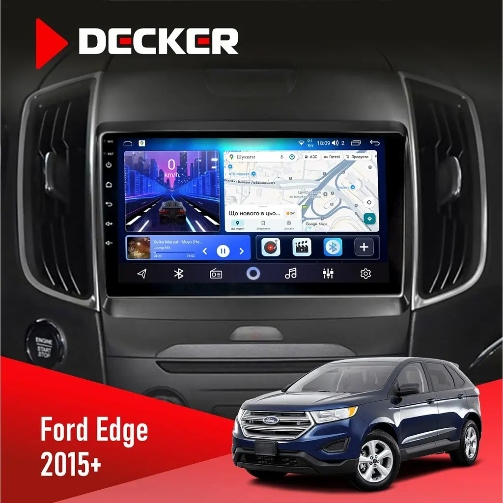 Штатна магнітола Ford Edge 2015+ Decker D9-006 4x64, 4G Decker (НФ-00009573)