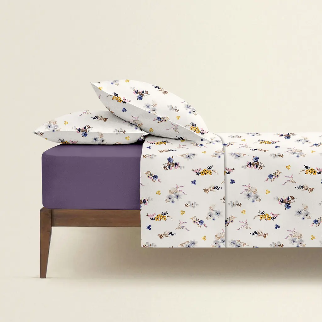 Комплект постільної білизни Cosas євро з простирадлом на резинці SUMMER GARDEN CS3 200 x 220 см (FlowersBavovna_El-95Aurora_200) - фото 2