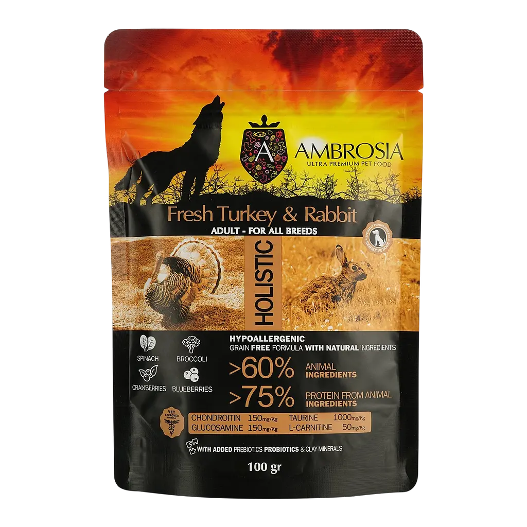 Набор дегустационного сухого корма для взрослых собак Ambrosia Grain Free 200 г (2 шт. х 100 г) - фото 2