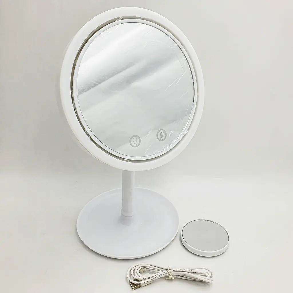 Настільне косметичне дзеркало з LED підсвічуванням та вентилятором Beauty Breeze Mirror білий - фото 5