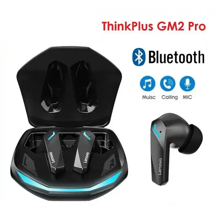 Бездротові спортивні вакуумні навушники Lenovo Thinkplus GM2 Pro TWS, Bluetooth у кейсі Чорні - фото 2