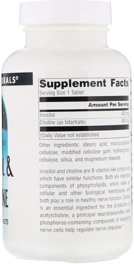 Вітаміни та мінерали Source Naturals Inositol & Choline, 100 таблеток - фото 2