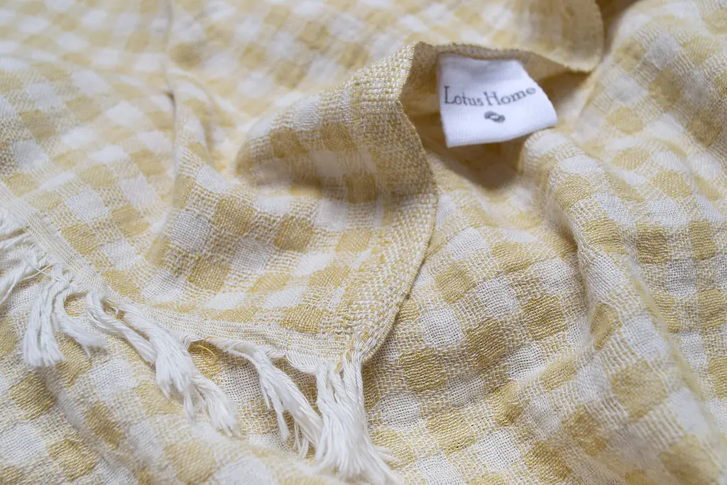 Покрывало Lotus Home - Checked Gingham желтый 190x225 - фото 4