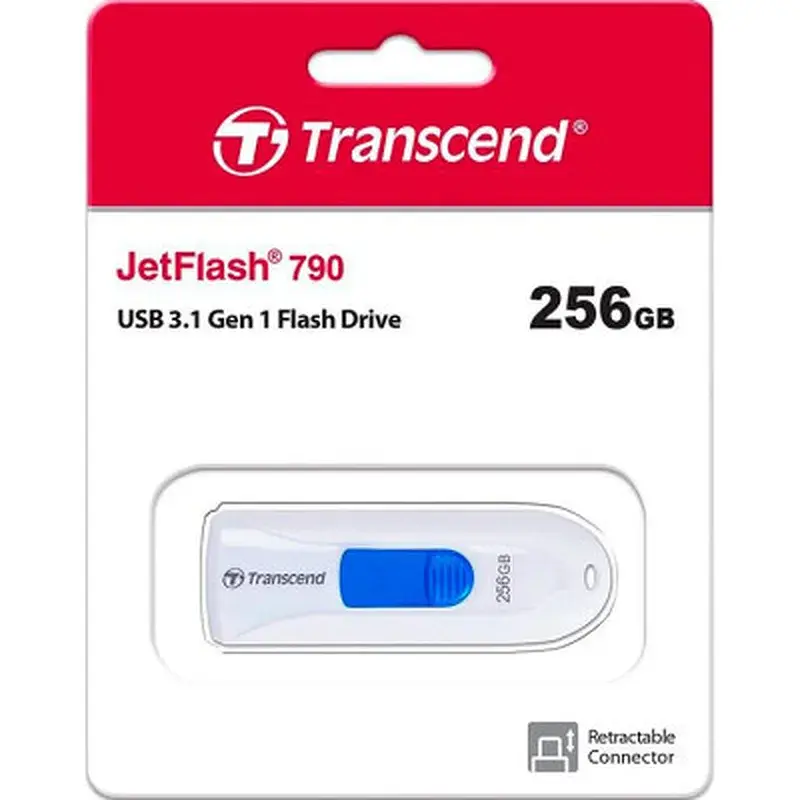 USB флеш накопичувач Transcend 256GB JetFlash 790 White USB 3.1 (TS256GJF790W) - фото 5