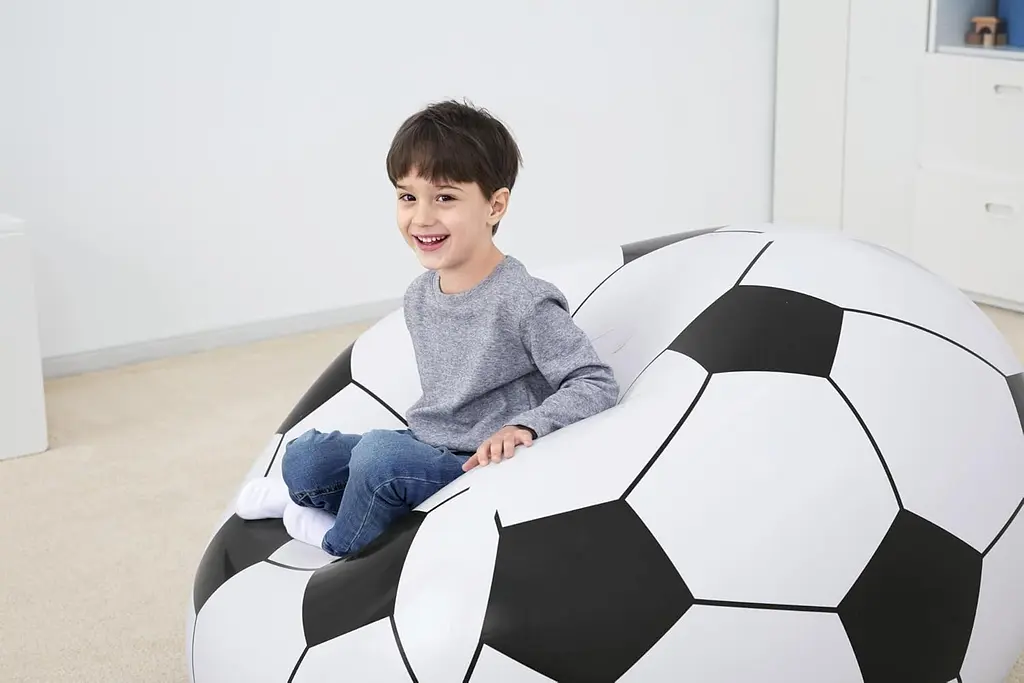 Надувне крісло-пуф Inflatable Sofa / Надувне крісло-мішок 110х110х85 см Чорно-білий - фото 5
