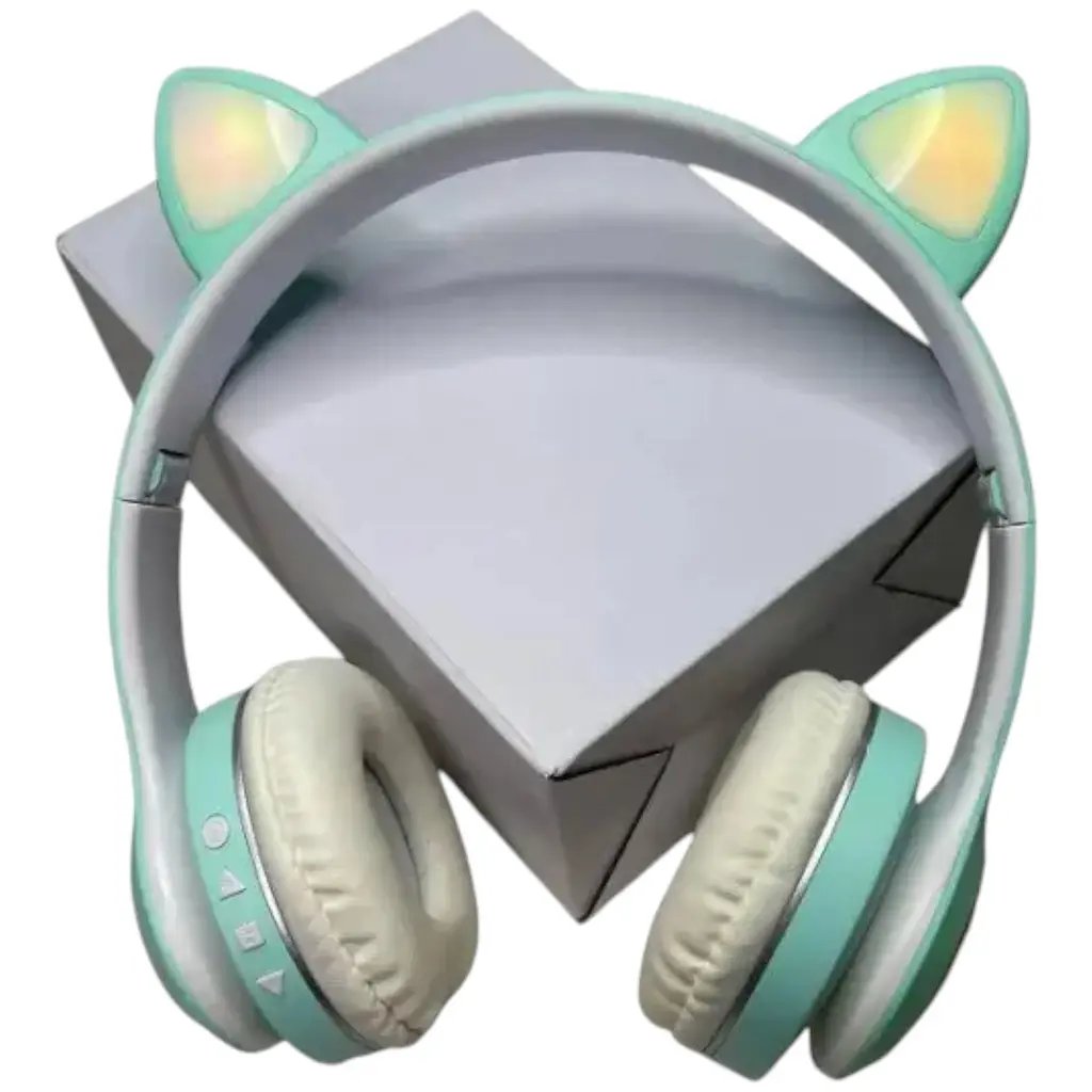 Беспроводные детские наушники Cat Ear VZV-23M Bluetooth с кошачьими ушками зеленые - фото 3