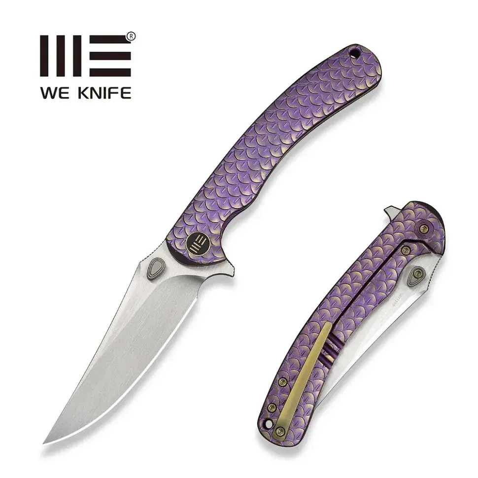 Ніж складаний туристичний Weknife Dracarys, (9.1 см) Böhler M390 / титан 6AL4V фіолетовий/золотий - фото 10