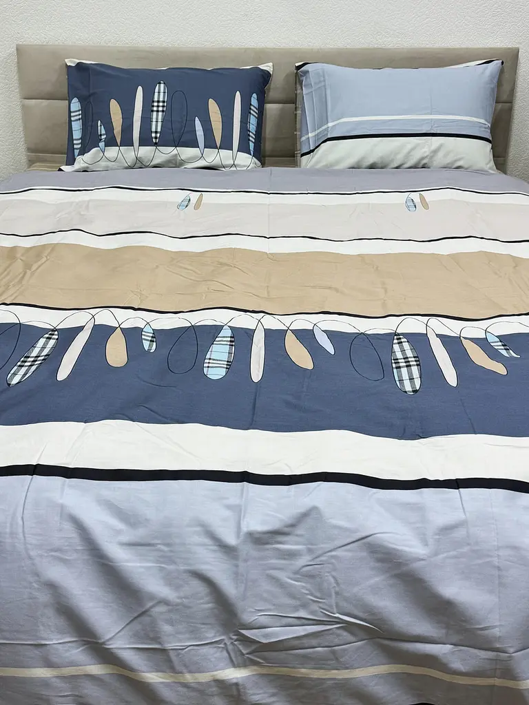 Комплект постільної білизни Ecotton двоспальний 180х215 см кремово-синій (21212А/В) (23689) - фото 3